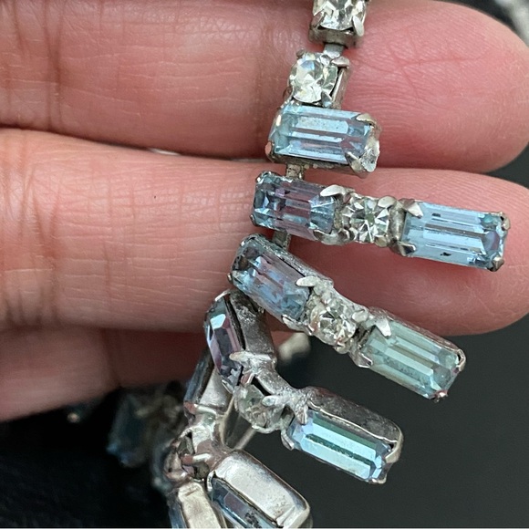 Vintage Unsigned Juliana? Purplish Blue Topaz Bib Statement Choker Necklace 35g - Picture 15 of 16